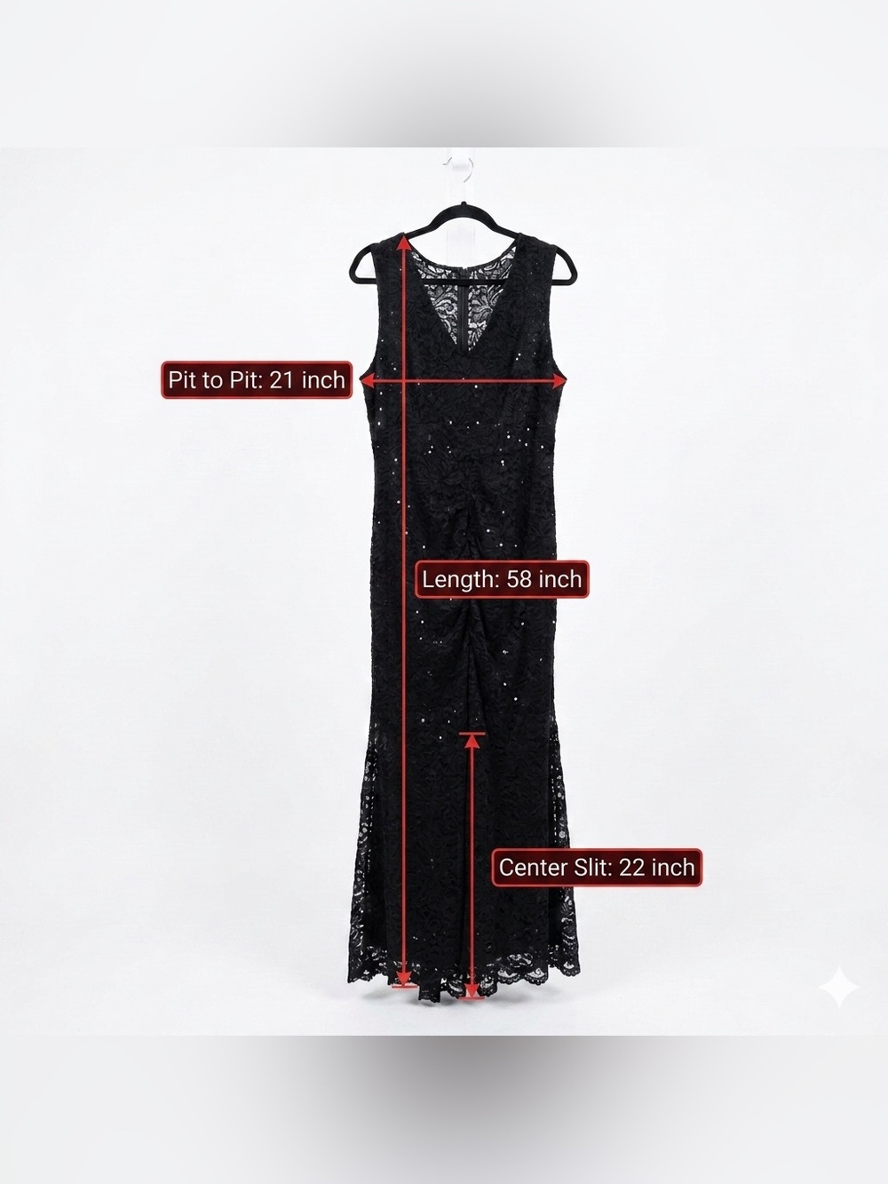 Blu Sage Black Lace Sequin V-Neck Maxi Dress - Picture 7 of 7
